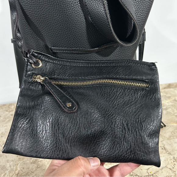 XL Black Tote Bag With Small Coin Purse Attached - Picture 2 of 16